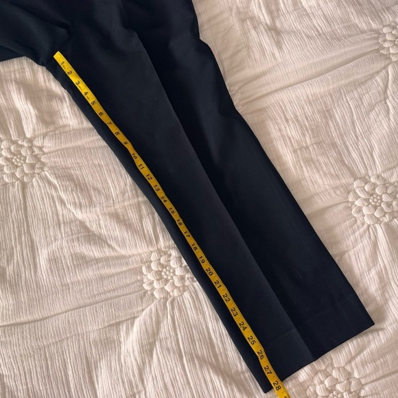 100% wool designer pants black pleated pockets m/l high-rise lined ankle pant - Picture 4 of 13